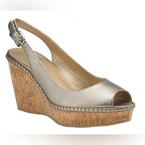 STUART WEITZMAN brushed nappa leather gold wedge size 7